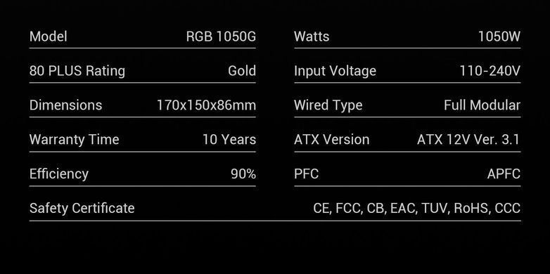 Блок живлення GAMEMAX (RGB 1050G) [304233]