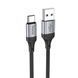 Кабель HOCO X102 USB to Type-C 3A, 1m, nylon, aluminum connectors, Black (6942007608770) [805366], фото 1