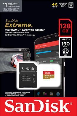 Карта пам'яті SanDisk microSD 128GB C10 UHS-I U3 R190/W90MB/s Extreme V30 + SD (SDSQXAA-128G-GN6MA) [108927]