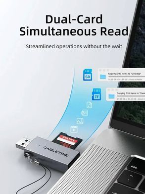 Кардрідер Cabletime USB3.0 A + USB Type-C, SD/TF, 5Gbps (CD40G) [615745]