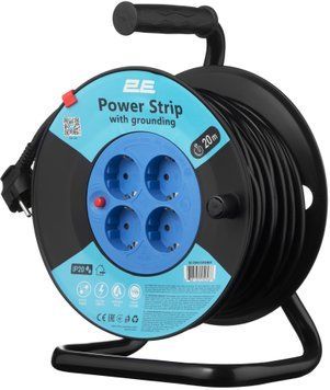 Подовжувач мережевий 2E REEL 20м, 4xТипF, 16A, чорно-синій (2E-CR4315IP20M20) [110626]