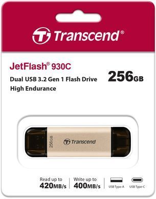 Накопичувач Transcend 256GB USB 3.2 Type-A + Type-C JetFlash 930 R420/W400MB/s Чорний (TS256GJF930C) [109024]