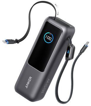 Портативний зарядний пристрій Anker 25000 mAh 165W PD Built-In Double USB-C Cables Black (A1695H11) [201940]
