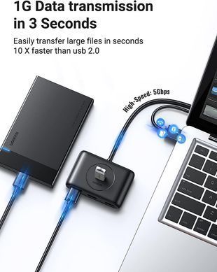 USB-хаб UGREEN CR113 USB 3.0 Hub 1m (Black) (UGR-20291) [803347]