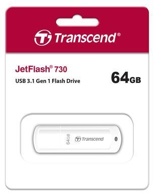 Накопичувач Transcend 64GB USB 3.1 Type-A JetFlash 730 Білий (TS64GJF730) [110016]