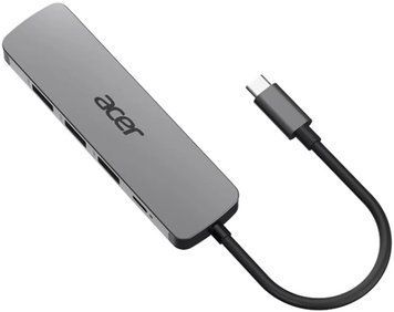 Хаб Acer 5in1 USB-С > 3xUSB-A3.0/HDMI/USB-C, 0.15м, сірий (HP.DSCAB.021) [112433]