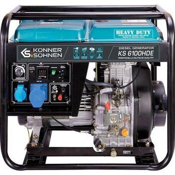 Генератор дизельний Konner&Sohnen KS 6100HDE (EURO V), 230В, 5.5/5.0кВт, електростартер, передстартовий підігрів, 107кг (KS6100HDE) [112773]