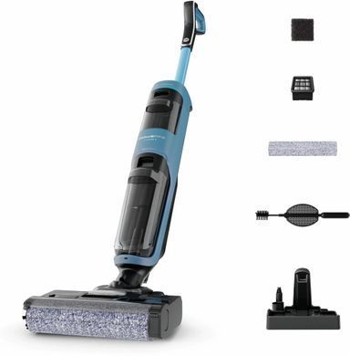 Пилосос Rowenta безпровідний миючий X-Clean 2, 120Вт, конт пил -0.44л, конт для води-0.73л, автон. робота до 35хв, вага-5кг, НЕРА, чорно-блакитний (GZ2271E0) [112861]