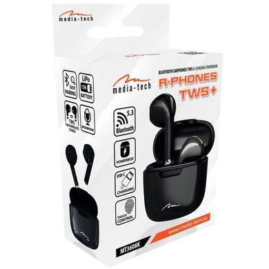 Навушники TWS Media-Tech R-PHONES, BT 5.3, Black (MT3608K) [401996]