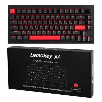 Клавіатура механічна Lemokey X4 84Key, Keychron Brown, USB-A, QMK/VIA, EN/UKR, Red led, чорний (X4-A3-UA) [103647]