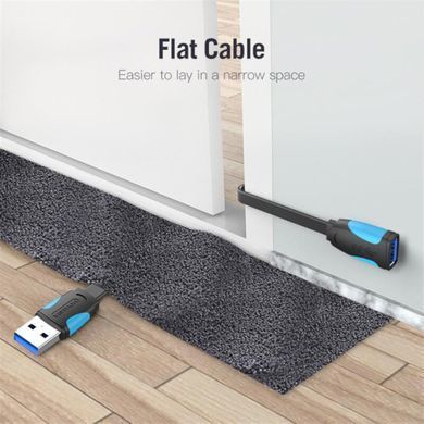 Подовжувач Vention Flat USB - USB (M/F), 3 м, Black (VAS-A13-B300) [603983]