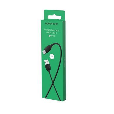 Кабель BOROFONE BX19 USB to Type-C 3A, 1m, PVC, TPE connectors, Black (6931474701794) [802218]