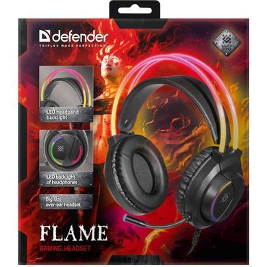 Ігрова гарнітура Defender Flame RGB, кабель 2 м, чорна (64555) [401736]