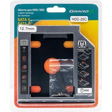 Адаптер Grand-X HDD 2.5" у відсік приводу ноутбука SATA/SATA3 (HDC-25C) [607023]