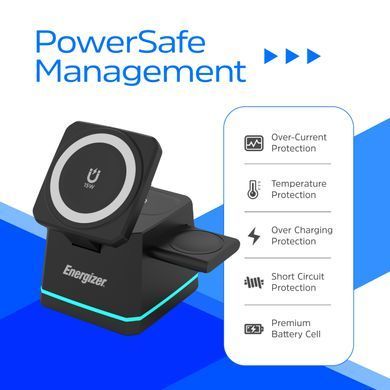 Зарядний пристрій Wireless 15W 3-in-1 Fast Charger black Energizer (WCP307) [404665]
