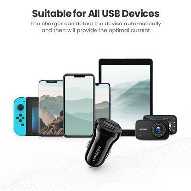 Автомобільний зарядний пристрій Ugreen ED018 24W 2xUSB Car Charger (Black) (UGR-50875) [201861]