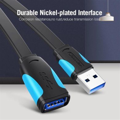 Подовжувач Vention Flat USB - USB (M/F), 3 м, Black (VAS-A13-B300) [603983]