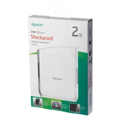 Зовнішній жорсткий диск PHD External 2.5'' Apacer USB 3.1 AC532 2TB White (AP2TBAC532W-1) [804435]