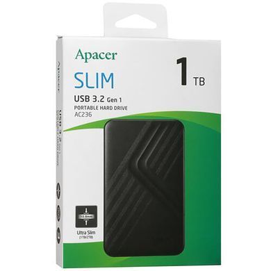 Зовнішній жорсткий диск PHD External 2.5'' Apacer USB 3.2 AC236 1Tb Black (color box) (AP1TBAC236B-1) [803147]