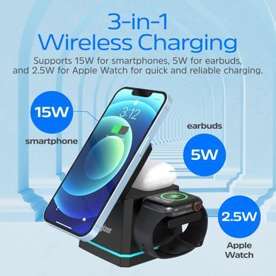 Зарядний пристрій Wireless 15W 3-in-1 Fast Charger black Energizer (WCP307) [404665]