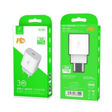 Зарядний пристрій SkyDolphin SC18E PD2.0 (1USB-С, 3A) White (SDMZP-000155) [603320]