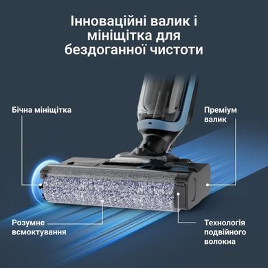 Пилосос Rowenta безпровідний миючий X-Clean 2, 120Вт, конт пил -0.44л, конт для води-0.73л, автон. робота до 35хв, вага-5кг, НЕРА, чорно-блакитний (GZ2271E0) [112861]