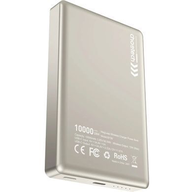 УМБ Choetech Magnetic Wireless 10000mAh 20W PD Qi-15W USB-C In/Out, тонкий, Beige (B739-CCCWH) [402250]