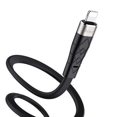 Кабель HOCO X53 USB to iP 2.4A, 1m, silicone, aluminum connectors, Black (6931474738059) [802377]