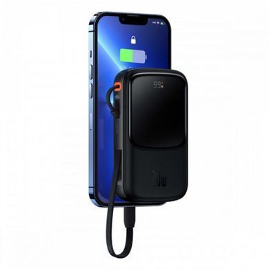 Зовнішній акумулятор Baseus Qpow Pro Digital Display Fast Charge 10000mAh 20W (Type-C cable) Black (PPQD020001) [806521]