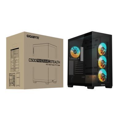 Корпус Gigabyte Aorus C500 Panoramic Stealth Tempered Glass Black без БЖ (GB-C500P ST) [608748]