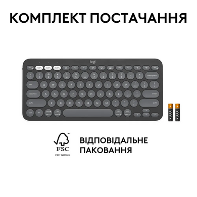 Клавіатура Logitech K380s Pebble Keys 2 Tonal Graphite (L920-011851) [204070]