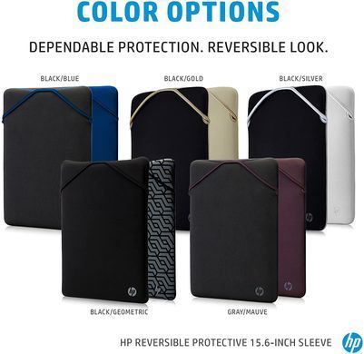 Чохол для ноутбука HP, Reversible Protective, 15", неопрен, чорний/сірий (2F2K5AA) [103252]