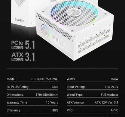 Блок живлення GAMEMAX (RGB PRO 750G WH) [304234]