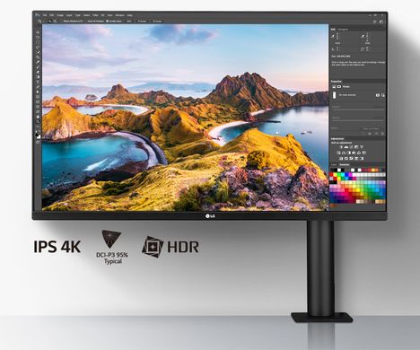 LG Монітор 31.5" 32UN880-B 2xHDMI, DP, USB-C, MM, IPS, 3840x2160, 95%DCI-P3, Pivot, HDR10 (32UN880-B)