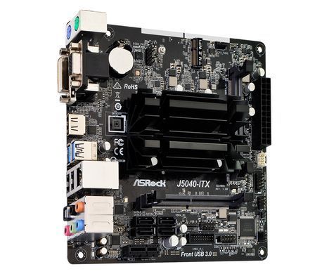 Материнська плата ASRock (Quad-Core Pentium 3.2GHz, 2xDDR4 SoDIMM, VGA/HDMI/DVI, 1*PCIe, 4xSATAIII, miniITX) (J5040-ITX) [402686]