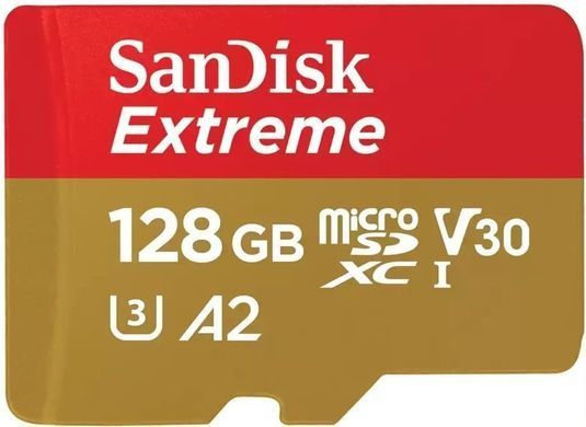 Карта пам'яті SanDisk microSD 128GB C10 UHS-I U3 R190/W90MB/s Extreme V30 + SD (SDSQXAA-128G-GN6MA) [108927]
