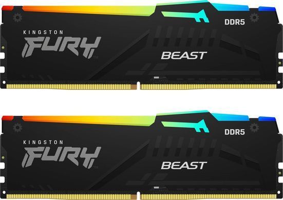 Пам'ять ПК Kingston DDR5 16GB KIT (8GBx2) 5200 FURY Beast RGB (KF552C40BBAK2-16) [103785]