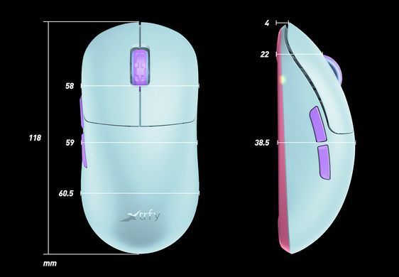 Миша Xtrfy M8, WL/USB-A, RGB, Frosty Mint (M8W-RGB-MINT) [104035]