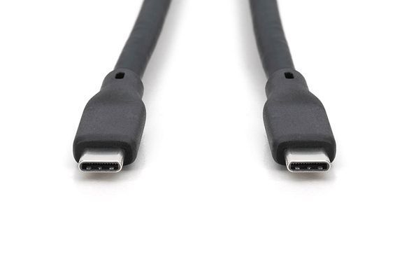 Кабель DIGITUS USB-C заряджання/синхронізації, USB 3.2 Gen 2, 10G, 100W, 4K, силіконовий, 1м, чорний (AK-300342-010-S) [108609]
