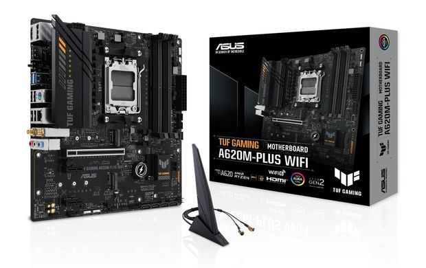 Материнcька плата ASUS TUF GAMING A620M-PLUS WIFI sAM5 A620 4xDDR5 HDMI DP Wi-Fi BT mATX (90MB1F00-M0EAY0) [109076]