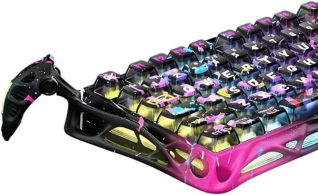 Клавіатура механічна GravaStar Mercury V75 Pro 80keys, Magnetic Jade Gaming, 8K, USB-A, RGB, Neon Graffiti (GS_V75_PRO_CG_BLK) [113141]