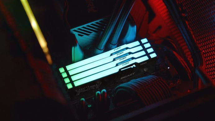 Пам'ять ПК Kingston DDR5 16GB KIT (8GBx2) 5200 FURY Beast RGB (KF552C40BBAK2-16) [103785]