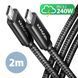 Кабель AXAGON USB-C-USB-C 2.0, 2м, PD 240W 5A, Чорний (BUCM2-CM20AB) [503008], фото 1
