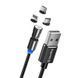 Кабель ColorWay USB - Lightning + micro USB + USB Type-C (M/M), Magnetic Rotation 540&deg;, 2.4 А, 1 м, Black (CW-CBUU037-BK) [603811], фото 1
