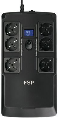 ДБЖ FSP NanoFit 800, 800ВА/480Вт, SCHUKO, USB/2хUSB зар 5V/1A(Max.), AVR, RG11 (PPF4801704) [400892]