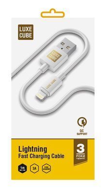 Кабель Luxe Cube USB - Lightning (M/M), 3 А, 1 м, білий (7775557575228) [603797]
