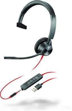 Гарнітура комп'ютерна моно On-ear Poly Blackwire 3315, USB-A, всеспрямований, чорний (76J12AA) [107523]