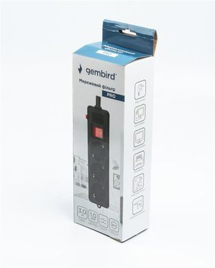 Фільтр живлення Gembird Pro 3 розетки, 3м, чорний (SPG3-G-10B-PRO) [605252]