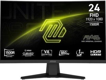 Монітор MSI 23.6" MAG 244C HDMI, DP, Audio, VA, 180Hz, 1ms, sRGB 105%, CURVED, AdaptiveSync (9S6-3BB31H-027) [101370]