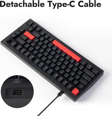 Клавіатура механічна Lemokey X4 84Key, Keychron Red, USB-A, QMK/VIA, EN/UKR, Red led, чорний (X4-A1-UA) [103648]